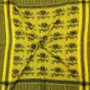 Kufiya - Skulls with bones big yellow - black - Shemagh - Arafat scarf