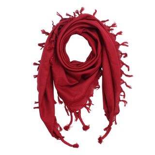 Cotton scarf fine & tightly woven - red - with fringes - squared kerchief