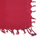 Cotton scarf fine & tightly woven - red - with fringes - squared kerchief