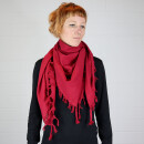 Cotton scarf fine & tightly woven - red - with fringes - squared kerchief