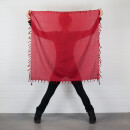 Cotton scarf fine & tightly woven - red - with fringes - squared kerchief