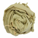 Baumwolltuch fein & dicht gewebt - beige - mit Fransen - quadratisches Tuch