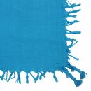 Cotton scarf fine & tightly woven - turquoise - with fringes - squared kerchief