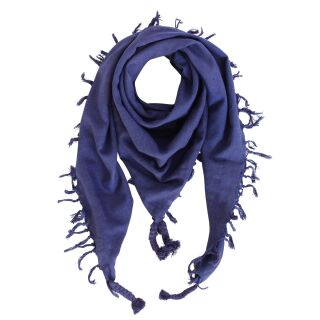 Baumwolltuch fein & dicht gewebt - blau - mit Fransen - quadratisches Tuch