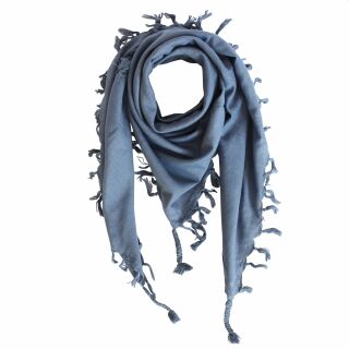 Baumwolltuch fein & dicht gewebt - graublau - mit Fransen - quadratisches Tuch