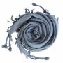 Cotton scarf fine & tightly woven - grey blue - with fringes - squared kerchief