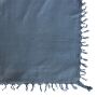 Cotton scarf fine & tightly woven - grey blue - with fringes - squared kerchief