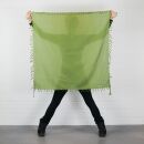 Cotton scarf fine & tightly woven - olive-green - with fringes - squared kerchief