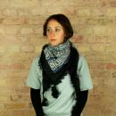 Stylishly detailed scarf with Kufiya style - Pattern 2 - black - white