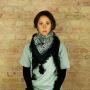 Stylishly detailed scarf with Kufiya style - Pattern 2 - black - white