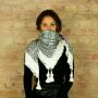 Stylishly detailed scarf with Kufiya style - Pattern 2 - white - black