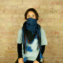 Stylishly detailed scarf with Kufiya style - Pattern 4 - black - blue