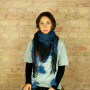 Stylishly detailed scarf with Kufiya style - Pattern 4 - black - blue