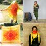 Kufiya - colourful-batik-tiedye 01 - Red Sun - Shemagh - Arafat scarf