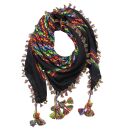 Palituch premium schwarz - rainbow stripes - Fransen...