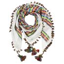 Kufiya premium - white - rainbow stripes - fringes and...