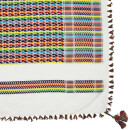 Kufiya premium - white - rainbow stripes - fringes and bobbles colorful - Shemagh - Arafat scarf