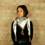 Kufiya premium - white - rainbow stripes - fringes and bobbles colorful - Shemagh - Arafat scarf