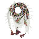 Palituch plus weiß - rainbow stripes - Fransen & Toddeln multicolor - Kufiya PLO Tuch