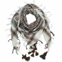 Kufiya premium - white - multicolor lines - fringes and bobbles colorful - Shemagh - Arafat scarf
