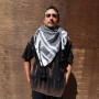 Kufiya Desert premium - white - black - fringes and bobbles black - Shemagh - Arafat scarf