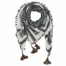 Kufiya Desert premium - white - black - fringes and bobbles colorful - Shemagh - Arafat scarf