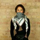 Kufiya Desert premium - white - black - fringes and bobbles colorful - Shemagh - Arafat scarf