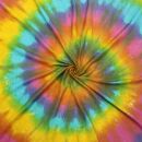 Cotton scarf fine & tightly woven - Rainbow Spiral - with fringes - squared kerchief