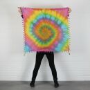 Baumwolltuch fein & dicht gewebt - Rainbow Spiral - mit Fransen - quadratisches Tuch