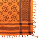 Kufiya - Pentagram orange - black - Shemagh - Arafat scarf