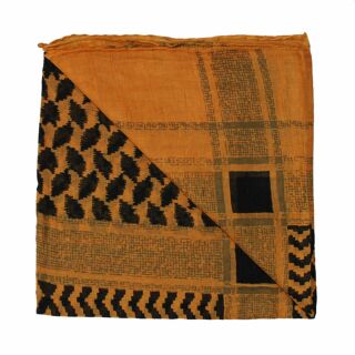 Baumwolltuch - Palituch Motiv 1 gelb-orange - schwarz - quadratisches Tuch