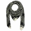 Cotton Scarf - Kufiya pattern 2 black - white - squared kerchief