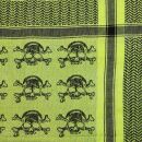 Kufiya - Skulls with bones big green-light green - black - Shemagh - Arafat scarf