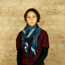 Kufiya style scarf - cross pattern - blue navy - white - Shemagh - Arafat scarf