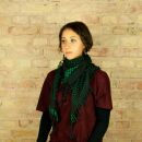 Kufiya style scarf - cross pattern - black - green - Shemagh - Arafat scarf