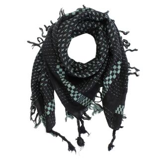 Kufiya style scarf - cross pattern - black - olive-green - Shemagh - Arafat scarf